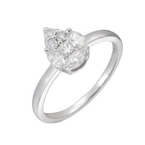 18KT white gold pear cluster ring with 0.35ctw marquise, pri...