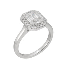 Load image into Gallery viewer, 18KT white gold ring with 0.53ctw baguette and emerald cut c...
