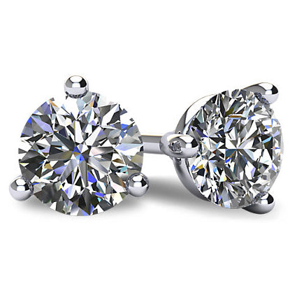 14KT white gold stud earrings with 4.07ctw round diamonds, G...