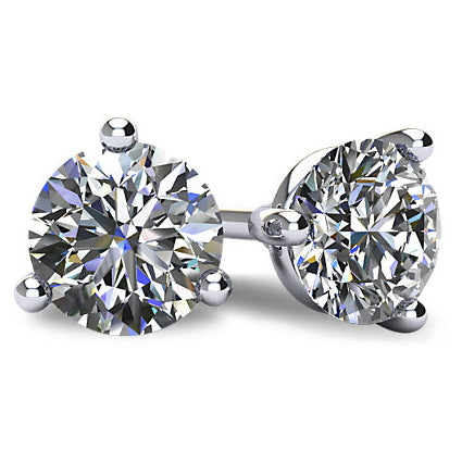 14KT white gold stud earrings with 4.00ctw round diamonds, I...