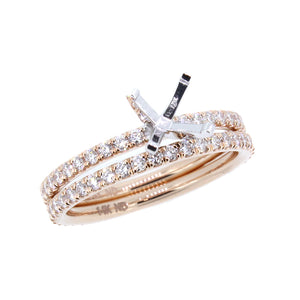 14KT rose gold semi-mount with 0.38ctw round diamonds, G/H-V...