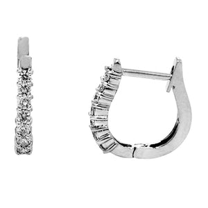 14KT white gold huggie earrings with 0.22ctw round diamonds,...