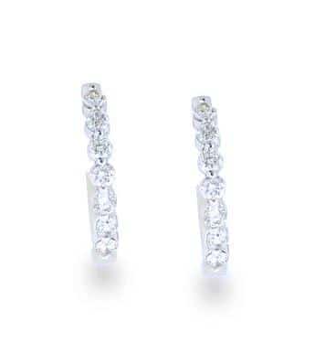 14KT white gold hoop earrings with 0.34ctw round diamonds, H...