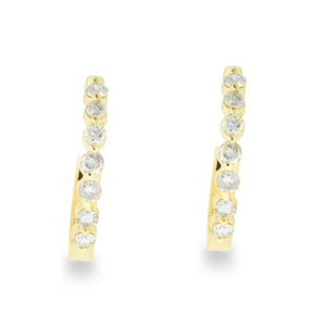 14KT yellow gold hoop earrings with 0.54ctw round diamonds, ...
