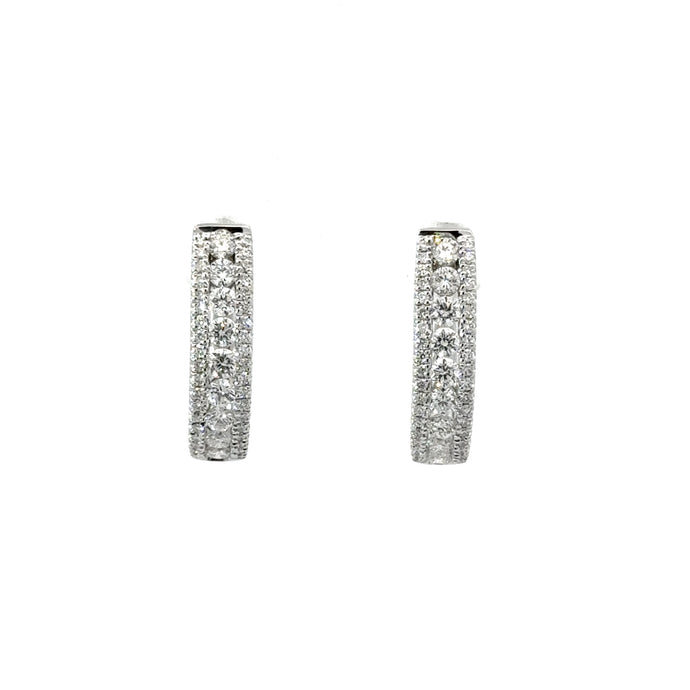 18KT White Gold Three Row Earrings with 1.15ctw diamonds, G/...