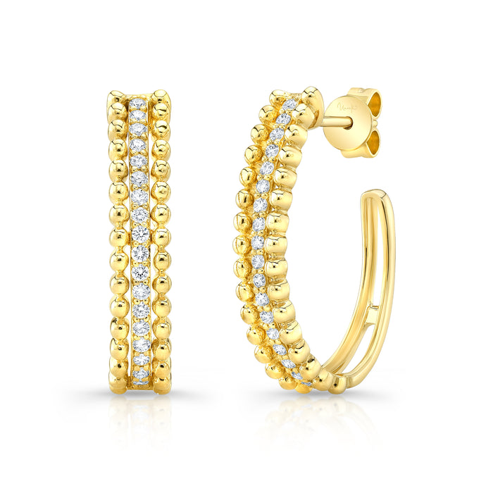 14KT Yellow Gold Beaded Earrings with 0.35ctw diamonds, G/H-...