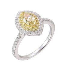 Load image into Gallery viewer, 18KT white and yellow gold ring with 0.59ct yellow marquise ...
