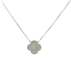 18KT White Gold Quatrefoil Necklace with 0.26ctw diamonds, G...
