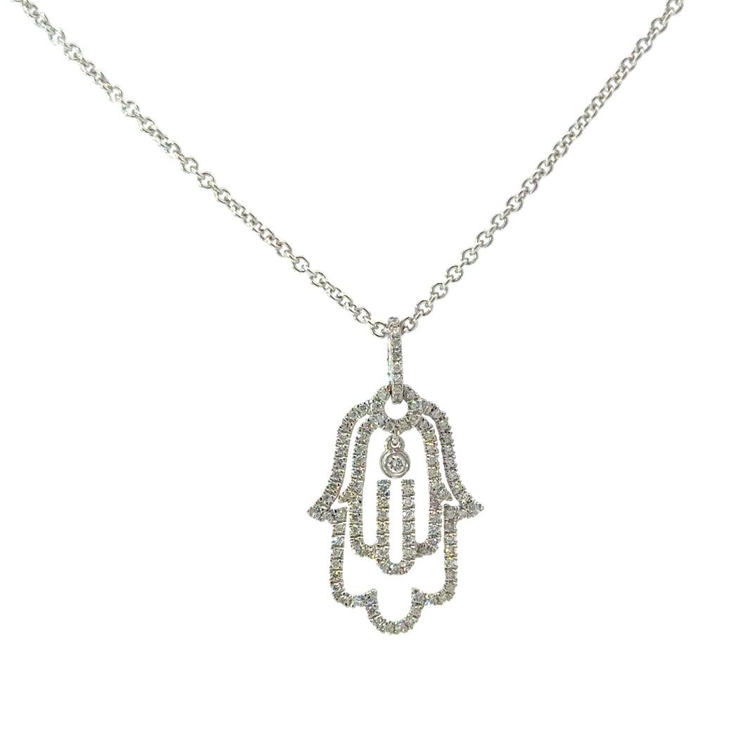 18KT White Gold Hamsa Pendant with 0.27ctw diamonds, G/H-SI