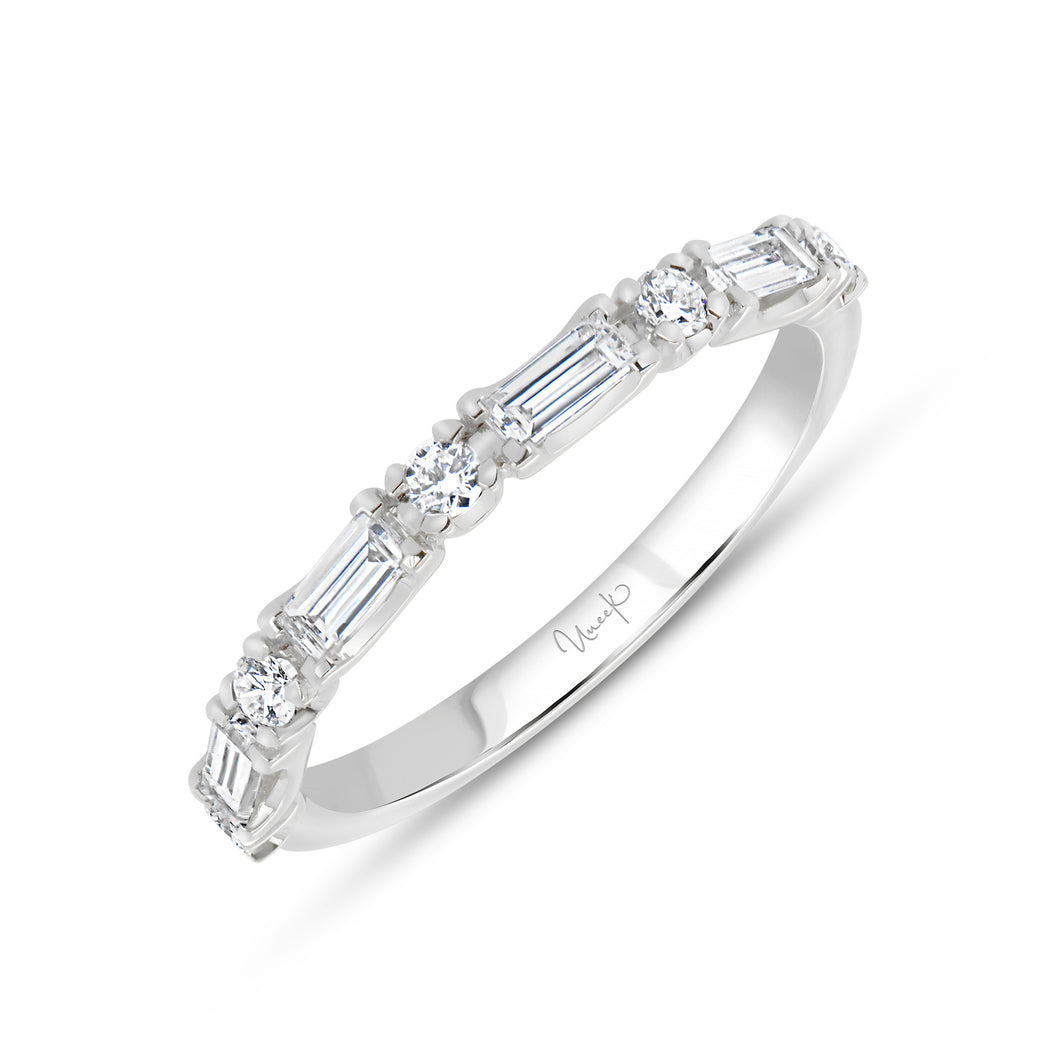 14KT White Gold Alternating Baguette Round Band with 0.52ctw...