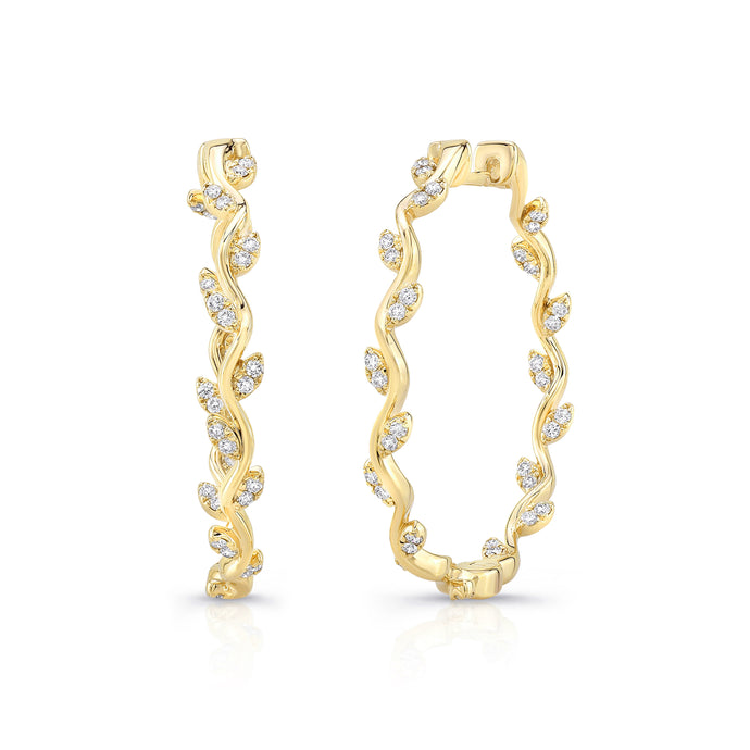 14KT Yellow Gold Floral Earrings with 0.45ctw diamonds, G/H-...