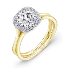 Load image into Gallery viewer, 14KT Y/W Gold Cushion Halo Engagement Ring with 0.17ctw diam...
