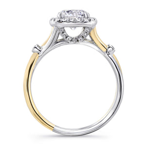 14KT W/Y Gold Cushion Halo Engagement Ring with 0.16ctw diam...