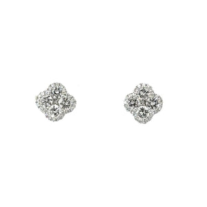 18KT White Gold Quatrefoil Earrings with 0.75ctw diamonds, G...