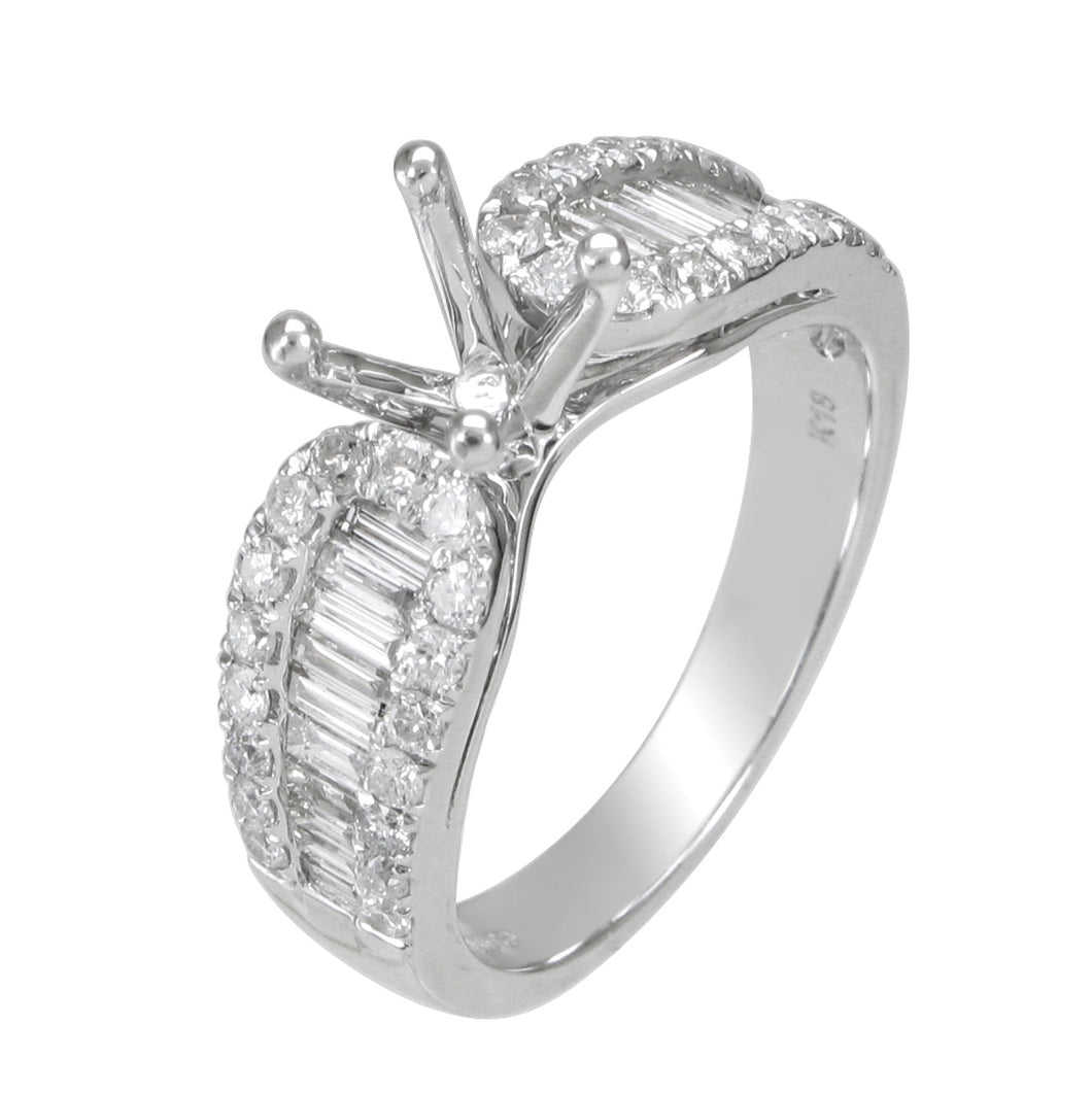 18KT white gold semi-mount with 0.43ctw round diamonds (34 q...