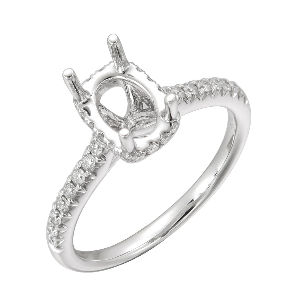 18KT white gold semi-mount with 0.25ctw round diamonds, H/I-...