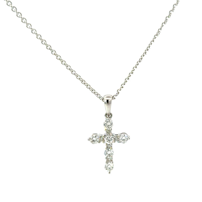 18KT White Gold Cross Pendant with 0.50ctw diamonds, G/H-SI