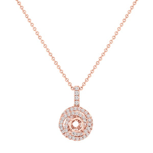 14KT rose gold semi-mount pendant with 0.44ctw round diamond...