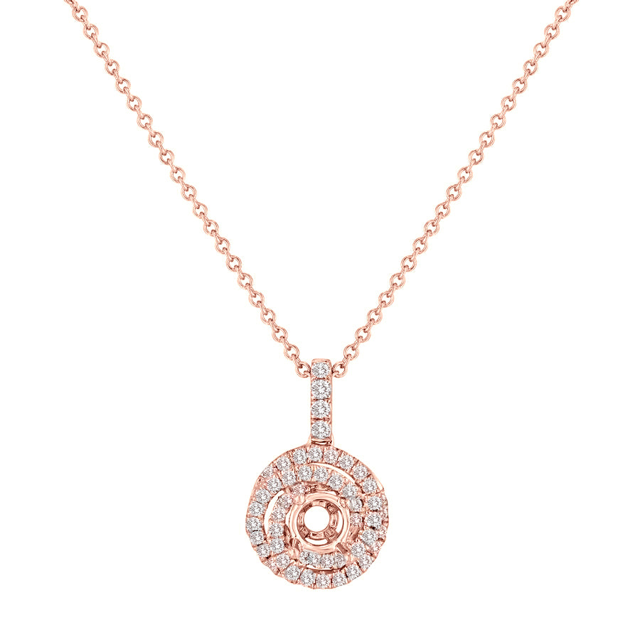 14KT rose gold semi-mount pendant with 0.44ctw round diamond...
