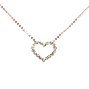 14KT rose gold heart necklace with 0.43ctw round diamonds, G...