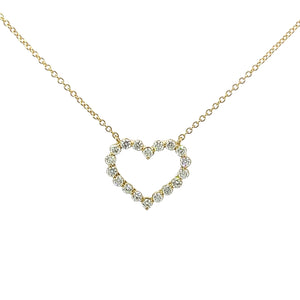 14KT yellow gold heart necklace with 0.43ctw round diamonds,...