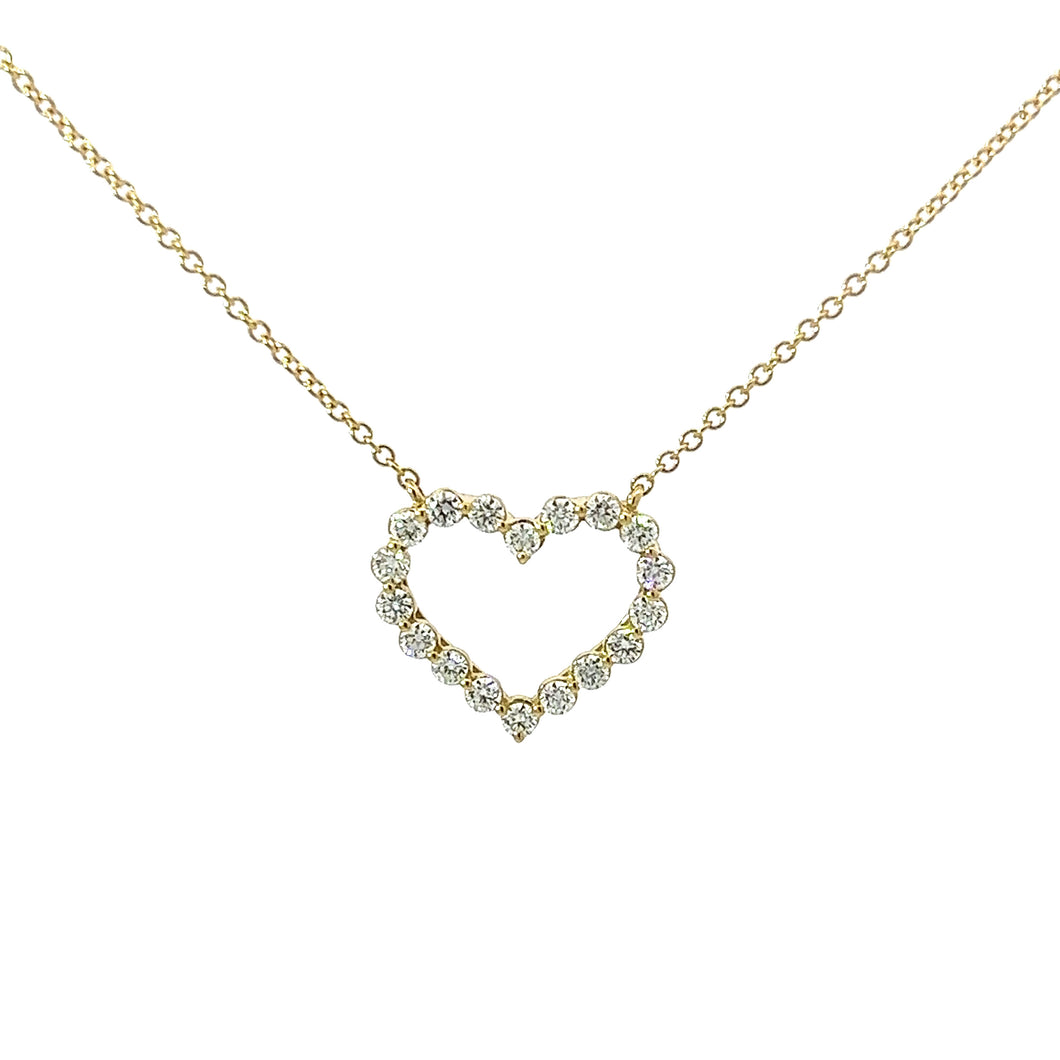 14KT yellow gold heart necklace with 0.43ctw round diamonds,...