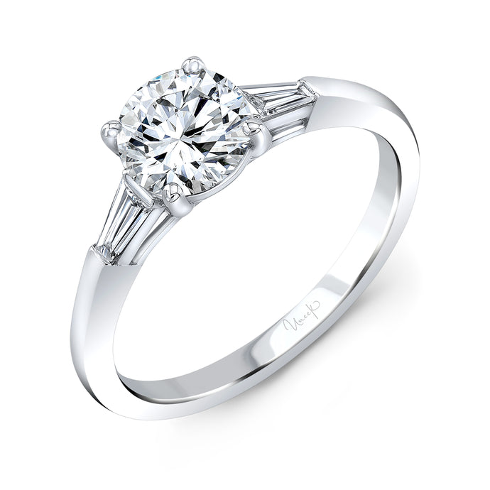 14KT White Gold Tapered Baguette Three-Stone Ring with 0.18c...