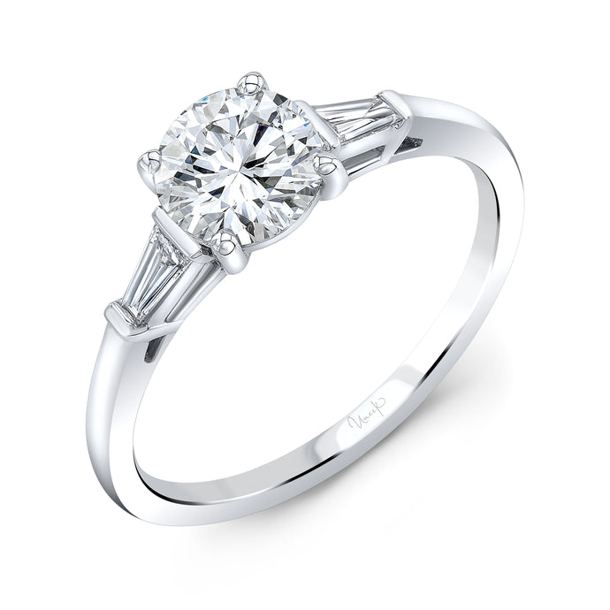 14KT White Gold Tapered Baguette Three-Stone Ring with 0.26c...