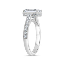Load image into Gallery viewer, Platinum engagement ring with 0.36ctw round and 0.20ctw bagu...
