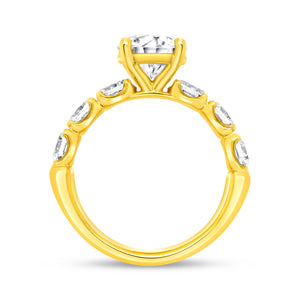 18KT yellow gold engagement ring with 1.18ctw oval diamonds,...