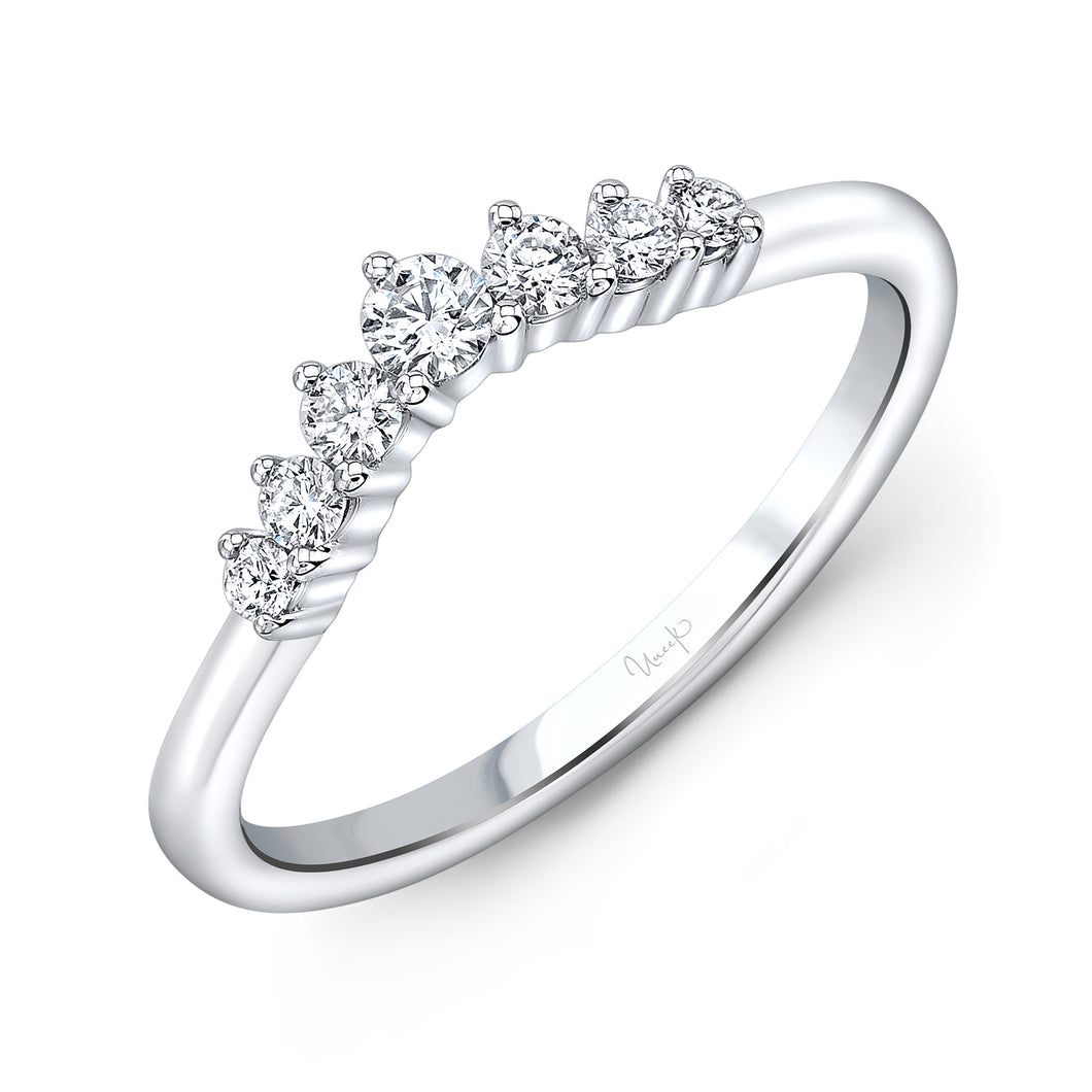 14KT White Gold Graduated Curved Band with 0.23ctw diamonds,...