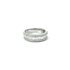 18KT White Gold Baguette and Round Band with 1.00ctw diamond...