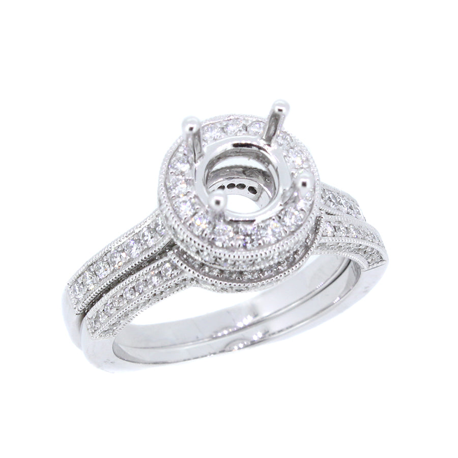 14KT white gold semi-mount with 0.68ctw round diamonds, G/H-...