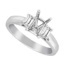 Load image into Gallery viewer, 14KT white gold three-stone ring with 0.30ctw emerald cut si...
