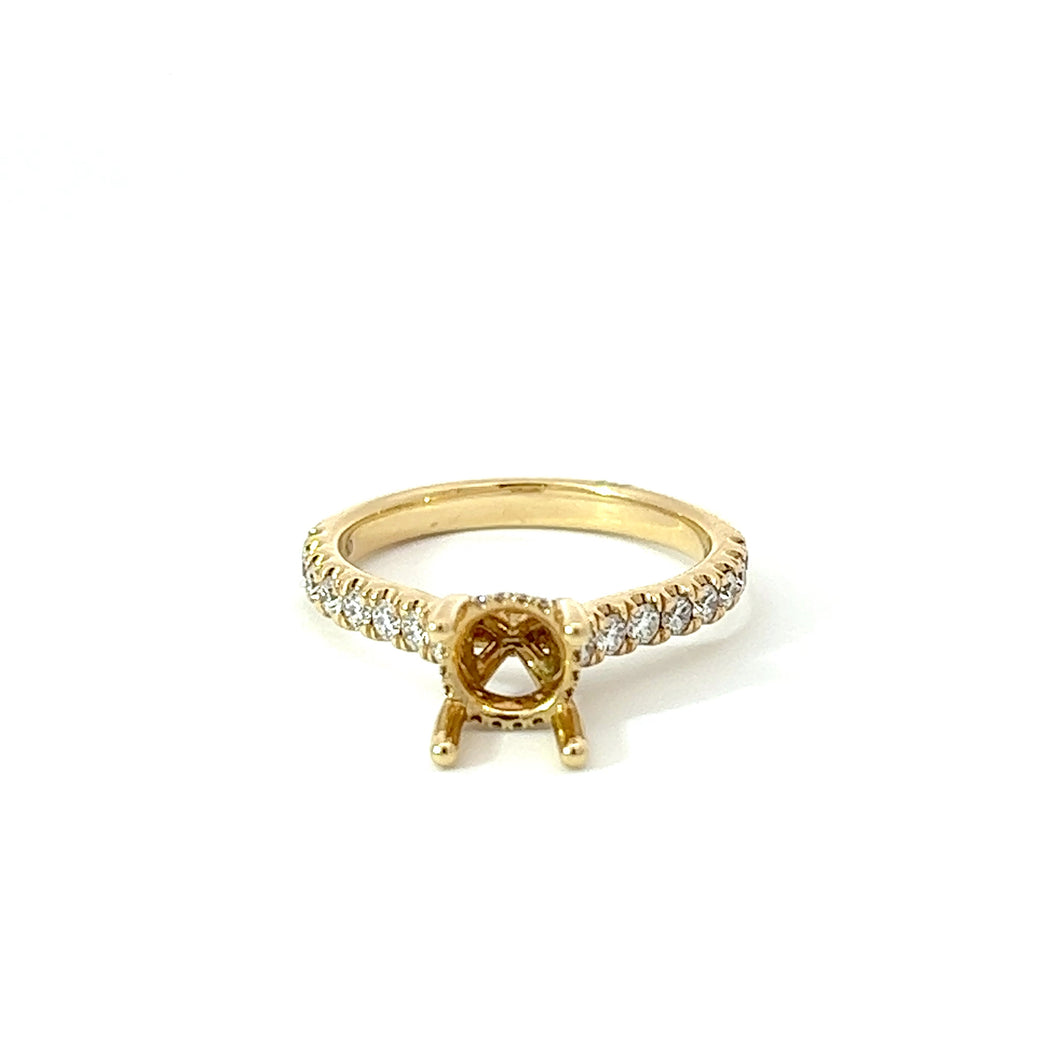 14KT yellow gold semi-mount with 0.47ctw round diamonds, G/H...