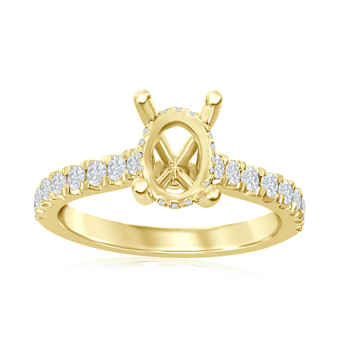 14KT yellow gold semi-mount with 0.48ctw round diamonds, G/H...