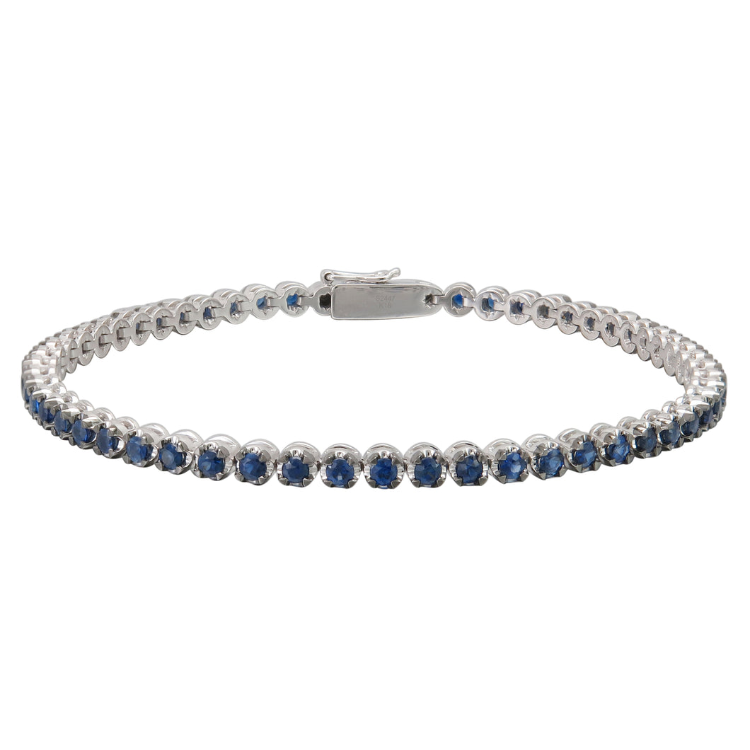 18KT White Gold Round 4-Prong Bracelet with 2.47ctw Sapphire...
