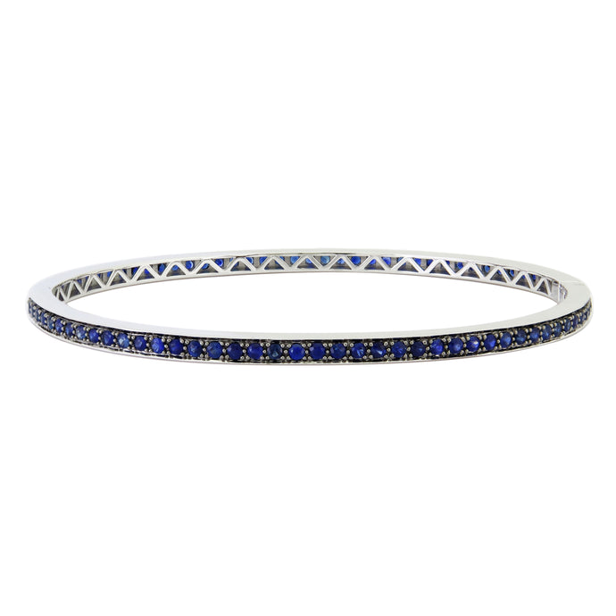 18KT White Gold Bangle Bracelet with 1.86ctw Sapphire (83 qt...