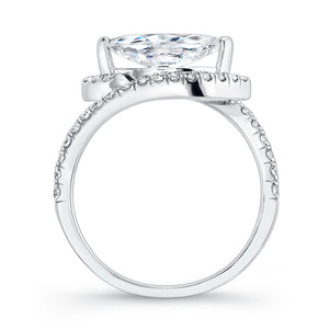 14KT White Gold Marquise Halo Engagement Ring with 0.39ctw d...
