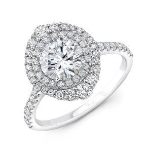 14KT White Gold Double Halo Engagement Ring with 0.63ctw dia...