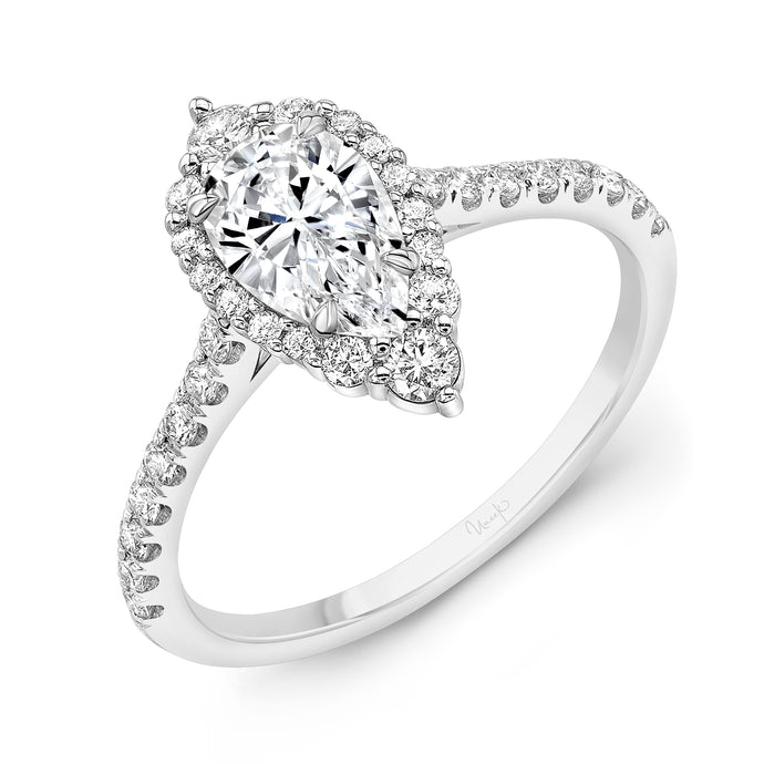 14KT Y/W Gold Pear Halo Engagement Ring with 0.40ctw diamond...