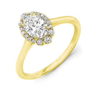 14KT Yellow Gold Graduated Halo Engagement Ring with 0.16ctw...