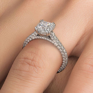 18KT White Gold Pave Cathedral Engagement Ring with 1.05ctw ...