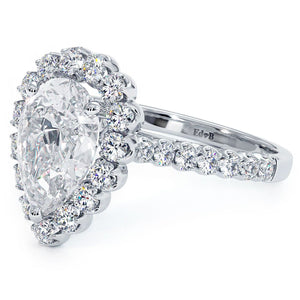 18KT White Gold Pear Halo Engagement Ring with 0.85ctw diamo...