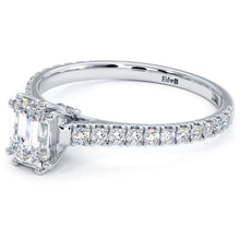 Load image into Gallery viewer, 18KT White Gold Emerald Cut Engagement Ring with 0.35ctw dia...
