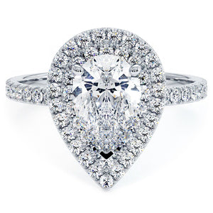 18KT White Gold Pear Double Halo Engagement Ring with 0.70ct...