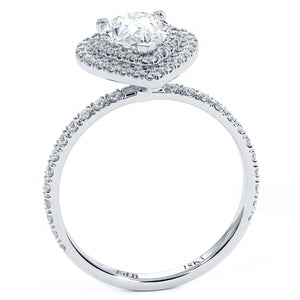 18KT White Gold Pear Double Halo Engagement Ring with 0.70ct...